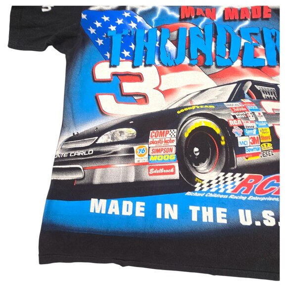 Dale Earnhardt Vtg 90s All Over Print NASCAR Racing XL T-Shirt Man Made Thunder - Picture 4 of 16